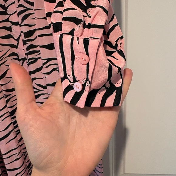 RIXO Pink and Black Zebra Long Sleeve Dress - Picture 5 of 7